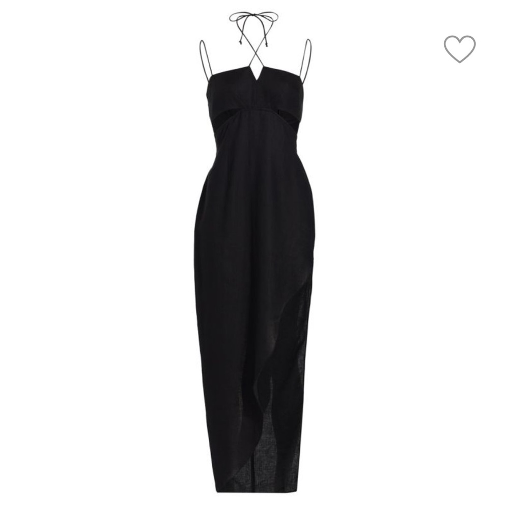 RUMER NWT Freya Black Linen Cut Out Maxi Dress M Reverie - Picture 2 of 13